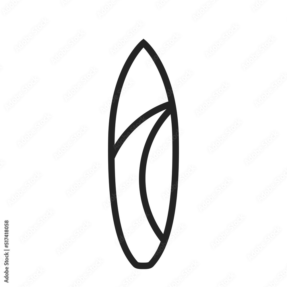 surfboard line icon. surfing and extreme vacation symbol. vector image for tourism design surfboard line icon. surfing and extreme vacation symbol. vector image for tourism design