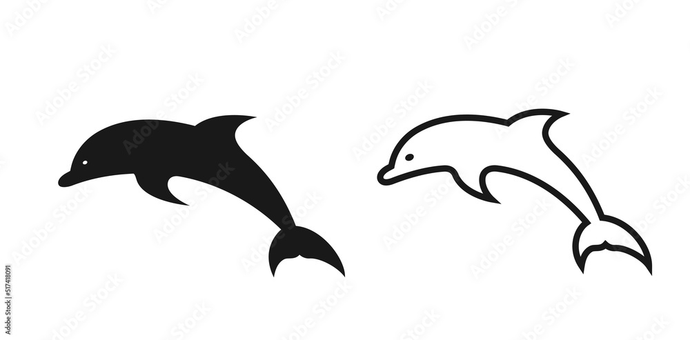 dolphin icon set. sea animal and wildlife symbol. isolated vector image dolphin icon set. sea animal and wildlife symbol. isolated vector image