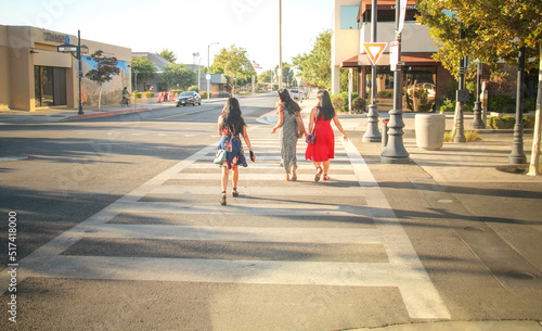 Friends walking on the street, Lancaster Blvd, California