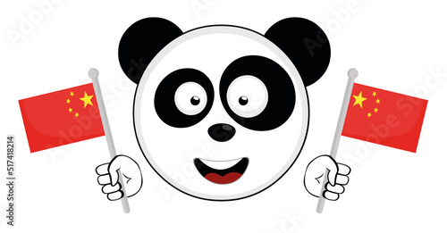 Canvas Print Vector illustration of the face of a cartoon panda bear with a cheerful expressi