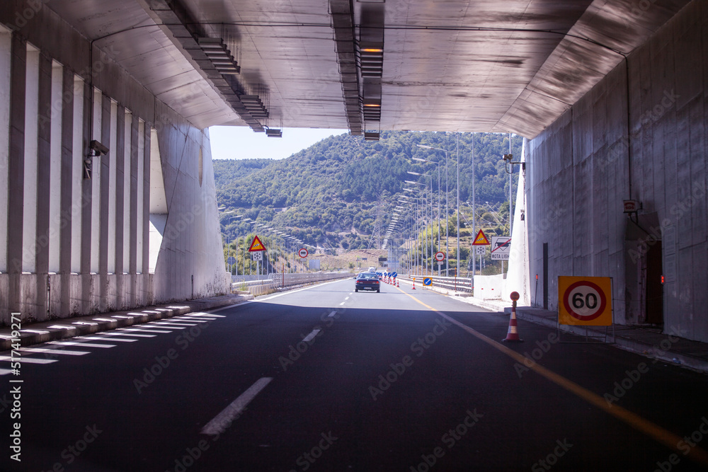 Highway and tunnel in the mountainous part of Greece Highway and tunnel in the mountainous part of Greece