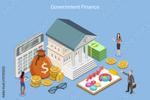 3D Isometric Flat Vector Conceptual Illustration of Government Finance, National Public Building
