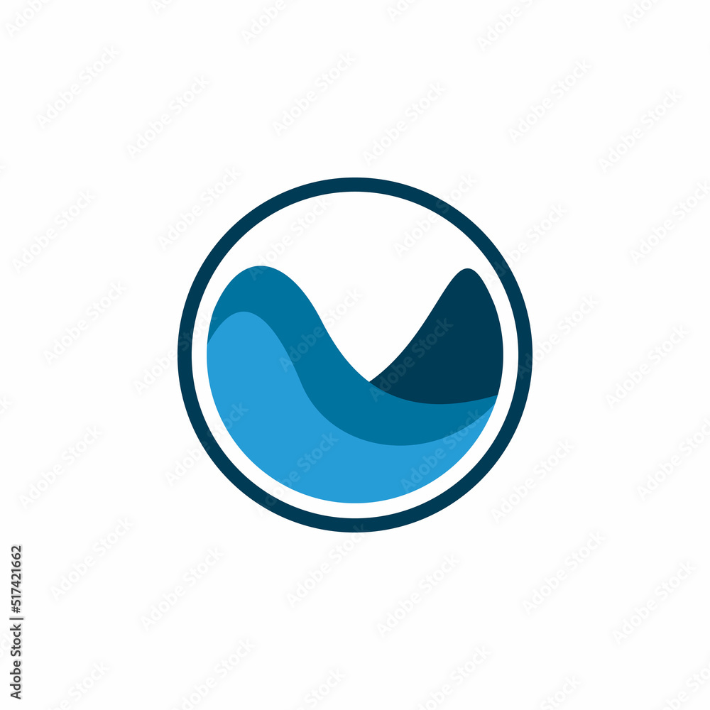 circle water wave fluid logo design