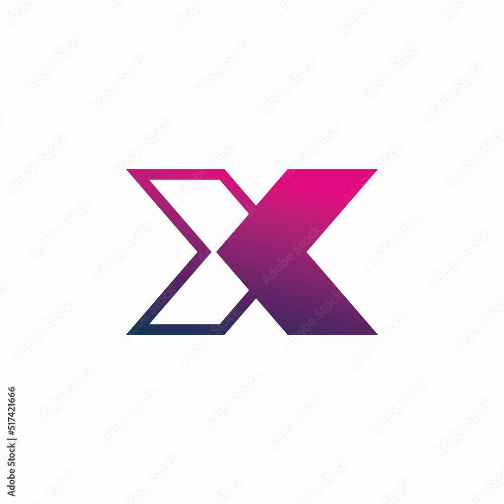initial etter x full color line logo design initial etter x full color line logo design