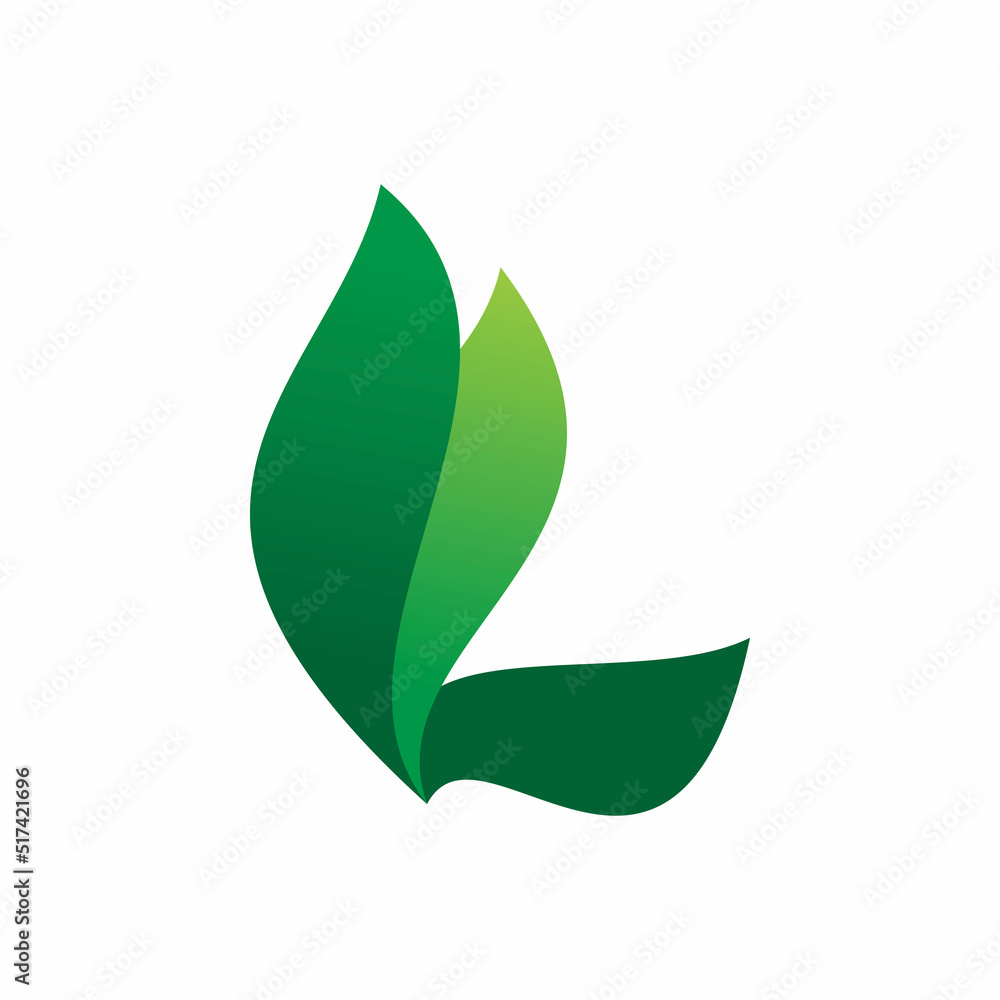 green nature leaf initial letter l logo design green nature leaf initial letter l logo design