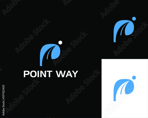 Letter P and road logo concept blue color, way logo