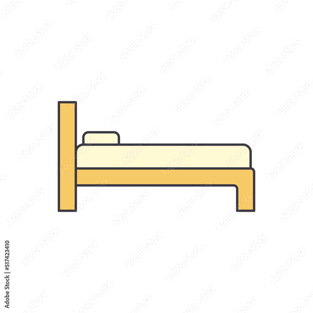 Bed furniture icon in color, isolated on white background Bed furniture icon in color, isolated on white background
