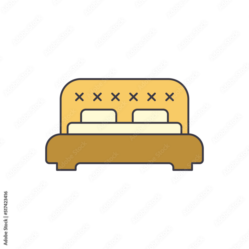 Bed furniture icon in color, isolated on white background Bed furniture icon in color, isolated on white background