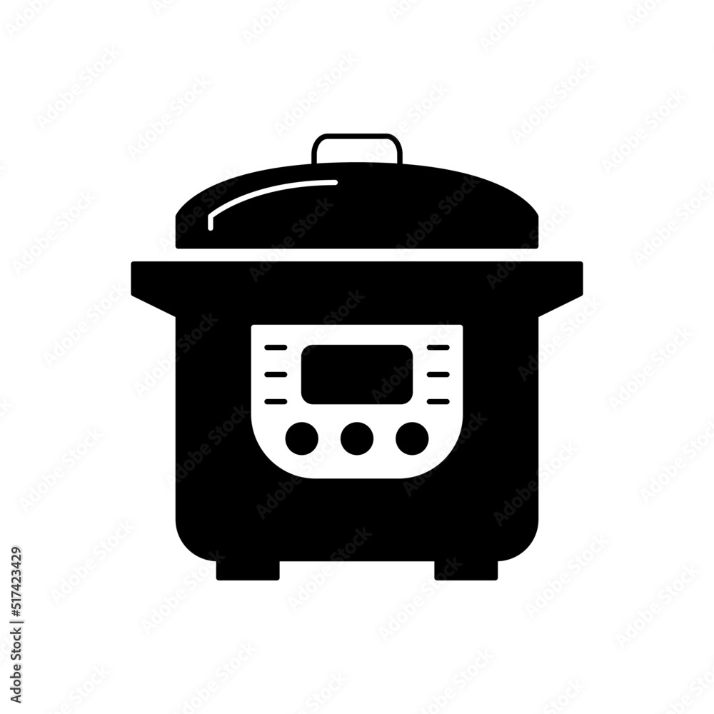 Multicooker icon in black flat glyph, filled style isolated on white background Multicooker icon in black flat glyph, filled style isolated on white background