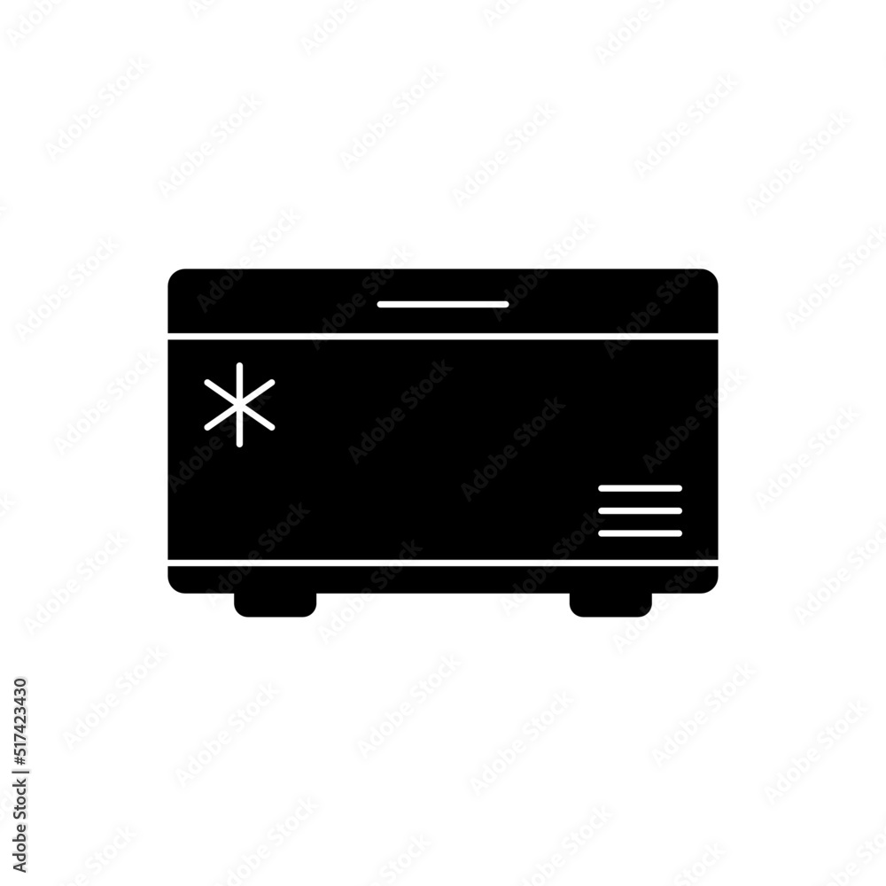 Freezer, fridge icon in black flat glyph, filled style isolated on white background Freezer, fridge icon in black flat glyph, filled style isolated on white background