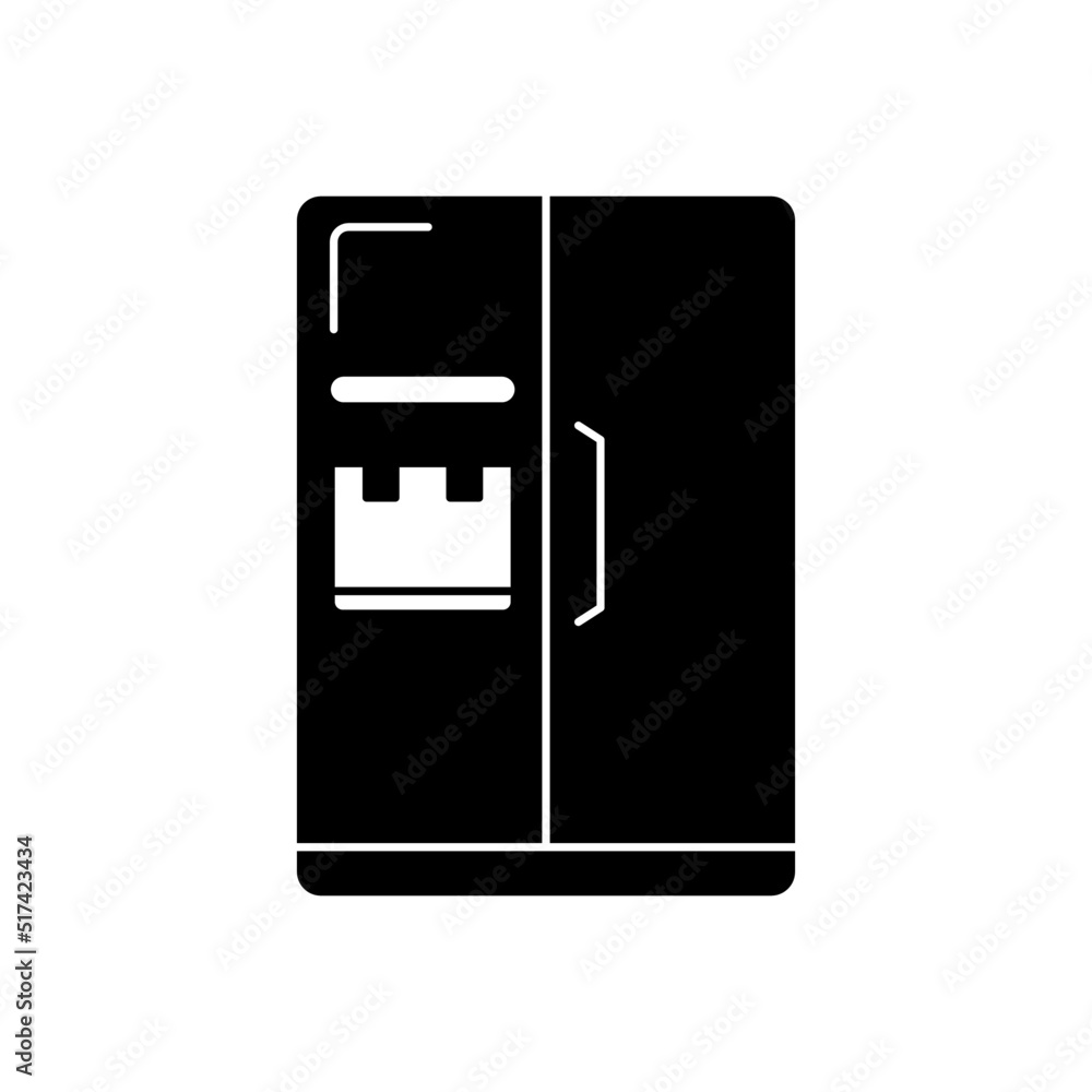 Fridge, kitchen icon in black flat glyph, filled style isolated on white background Fridge, kitchen icon in black flat glyph, filled style isolated on white background