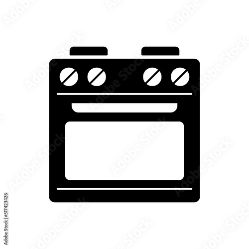 Electrical stove icon in black flat glyph, filled style isolated on white background