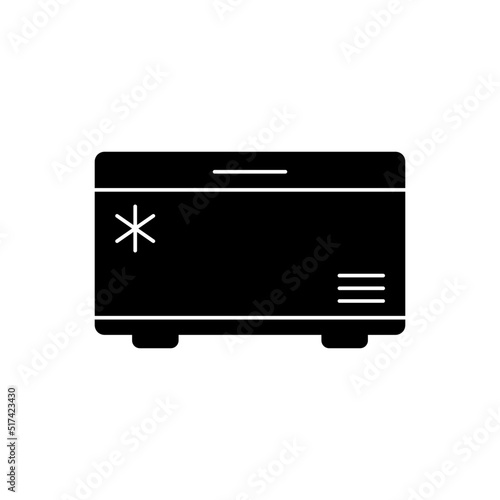 Freezer, fridge icon in black flat glyph, filled style isolated on white background