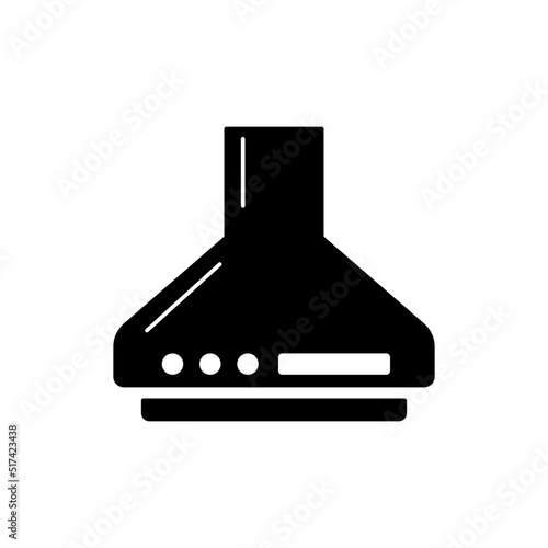 Kitchen hood air extractor filter icon in black flat glyph, filled style isolated on white background