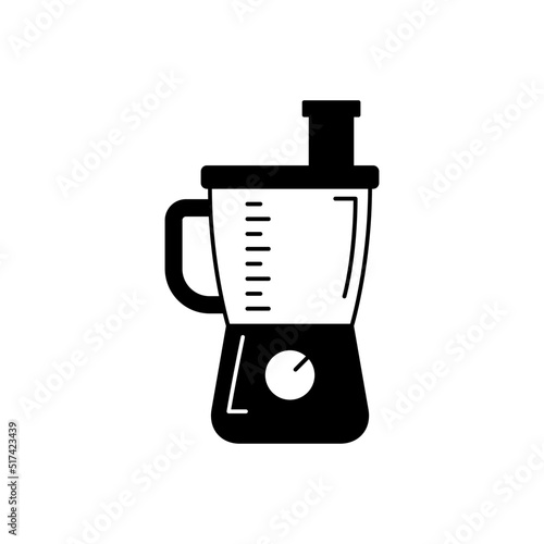 Food processor icon in black flat glyph, filled style isolated on white background