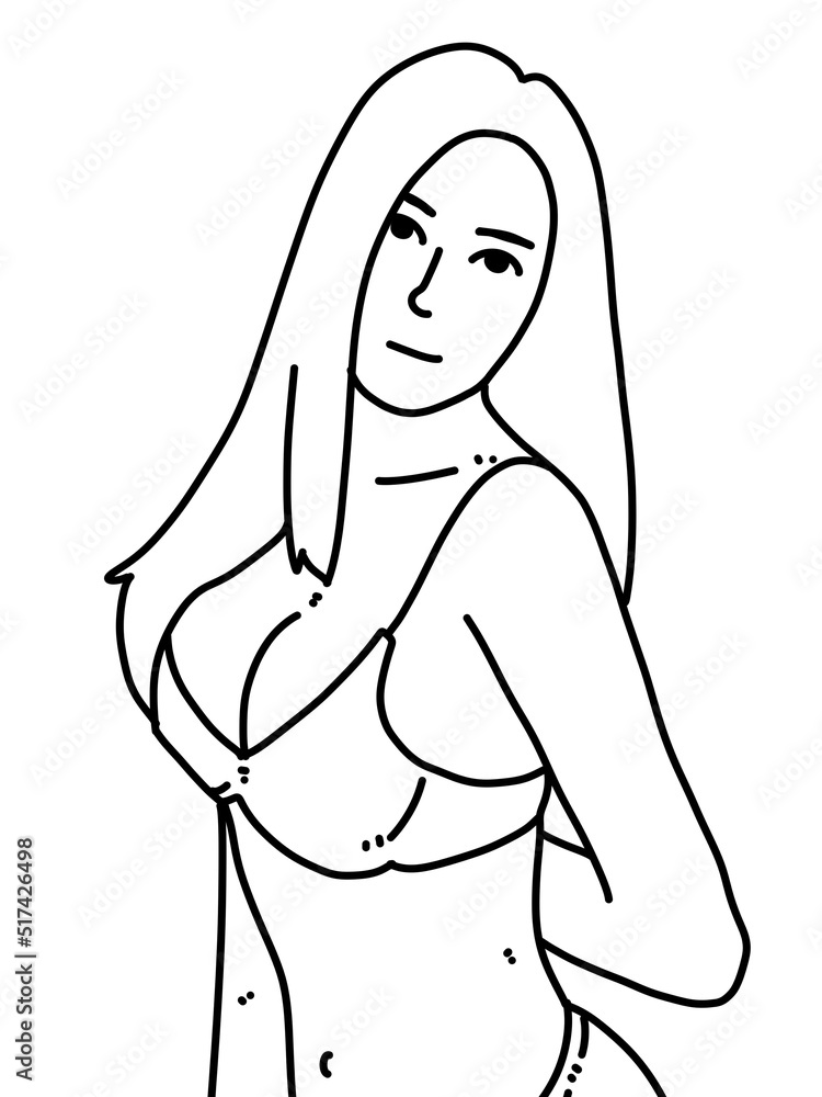 black and white of cute woman cartoon for coloring black and white of cute woman cartoon for coloring