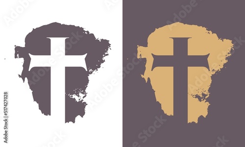 Grunge style christian cross for Ash Wednesday web banner or social graphic. The first day of Lent is a holy day of prayer and fasting.