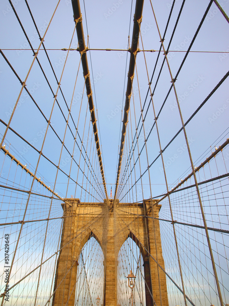 Fototapeta premium Iconic image of the Brooklyn Bridge in New York City, tourist attraction