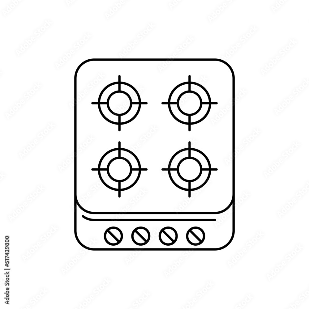 kitchen stove icon in line style icon, isolated on white background kitchen stove icon in line style icon, isolated on white background