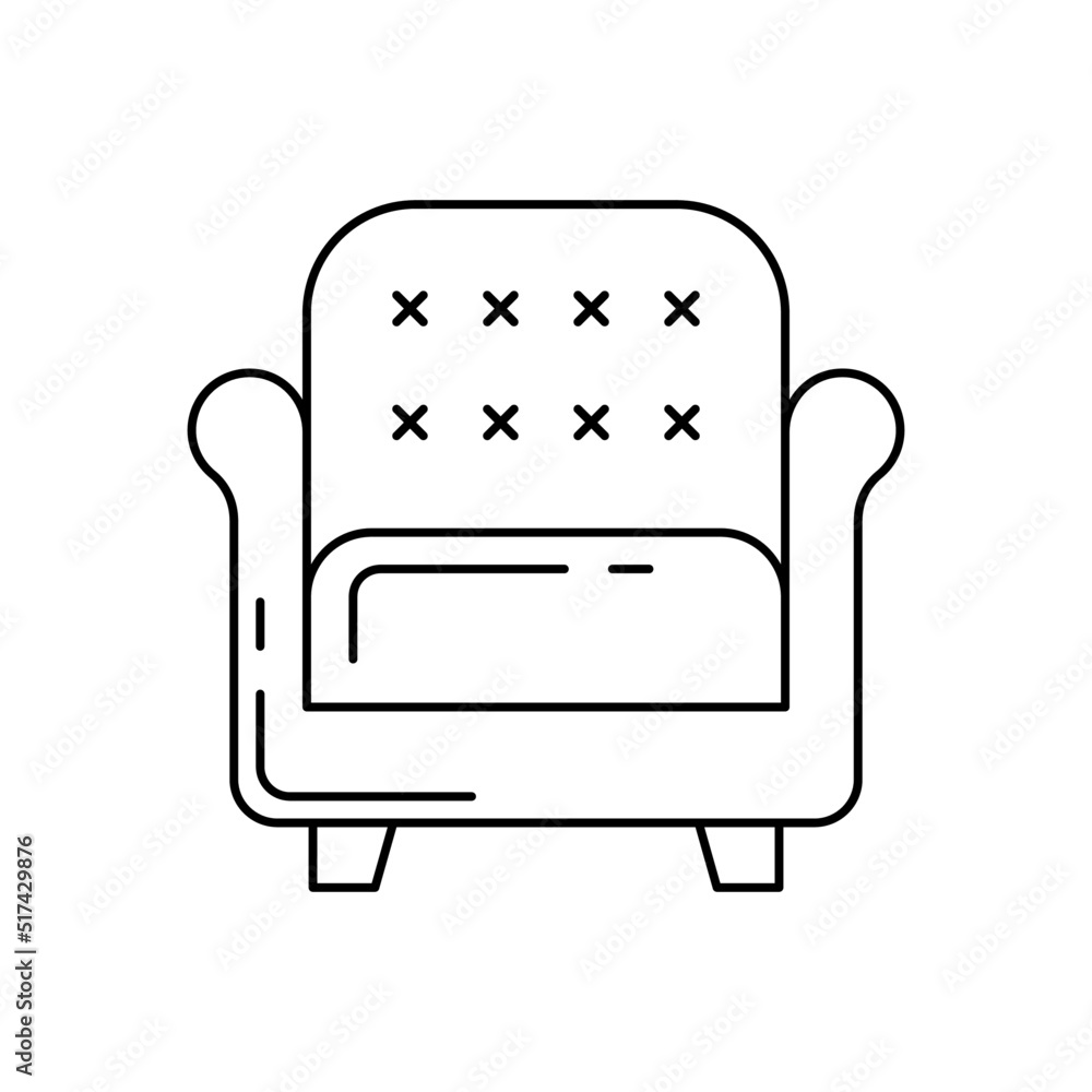 Armchair furniture icon in line style icon, isolated on white background Armchair furniture icon in line style icon, isolated on white background