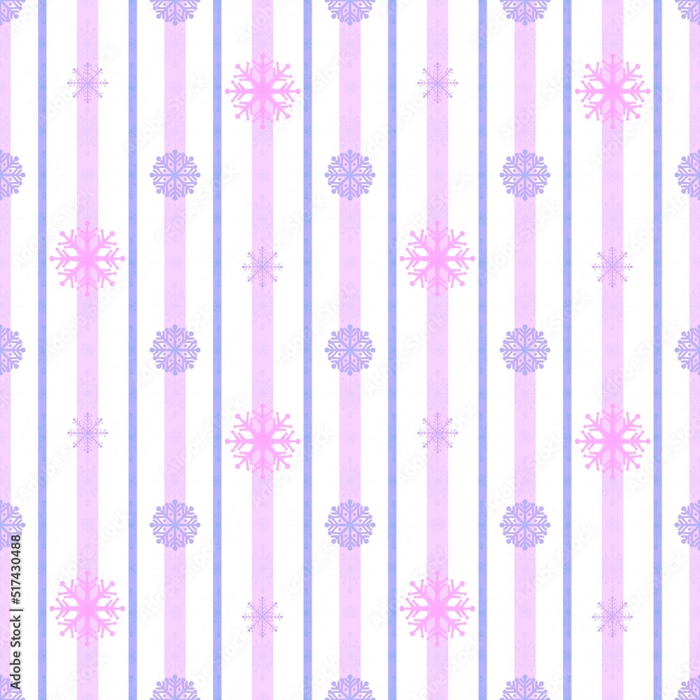 Obraz premium Winter seamless snowflakes and stripes pattern for wrapping paper and clothes print and kids and Christmas gifts