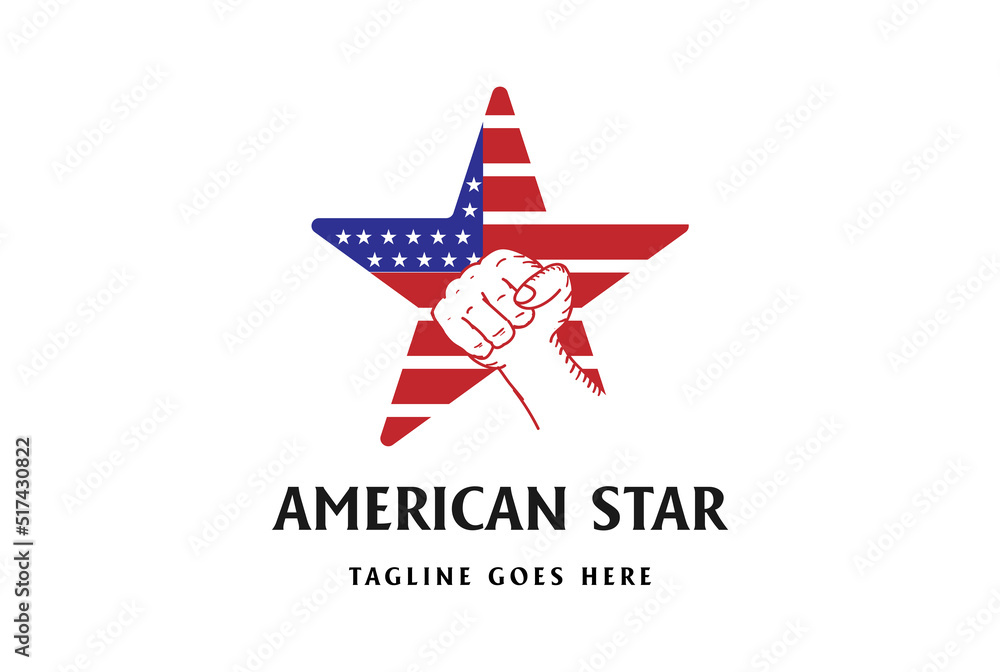 Strong Hand Fist with American US USA Star Flag Logo Design Vector Strong Hand Fist with American US USA Star Flag Logo Design Vector