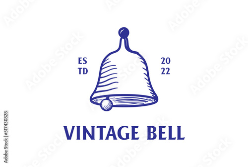 Retro Vintage Hand Drawn Old Classic Bell Logo Design Vector