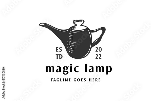 Vintage Retro Old Magic Aladdin Lamp Logo Design Vector