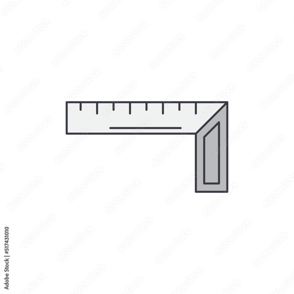Measure tool, pencil and L square ruler icon in color, isolated on white background Measure tool, pencil and L square ruler icon in color, isolated on white background