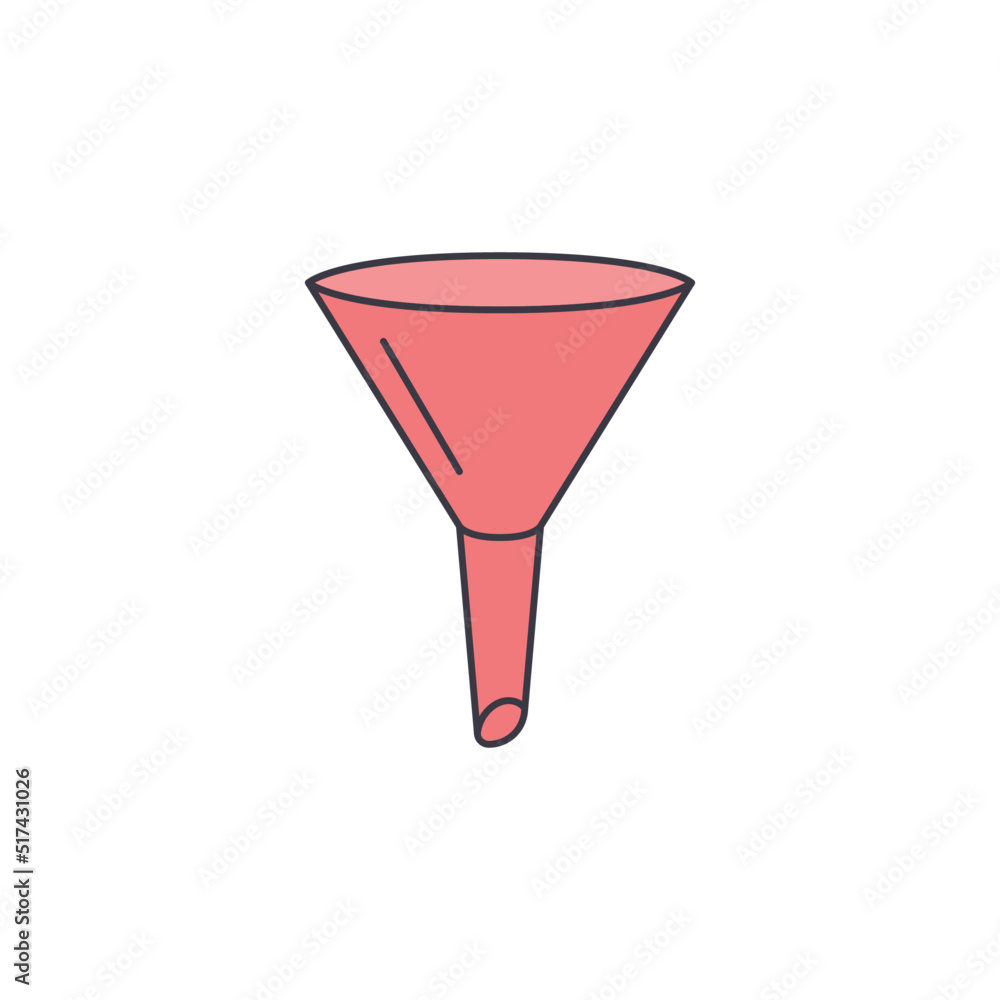 funnel icon in color, isolated on white background funnel icon in color, isolated on white background