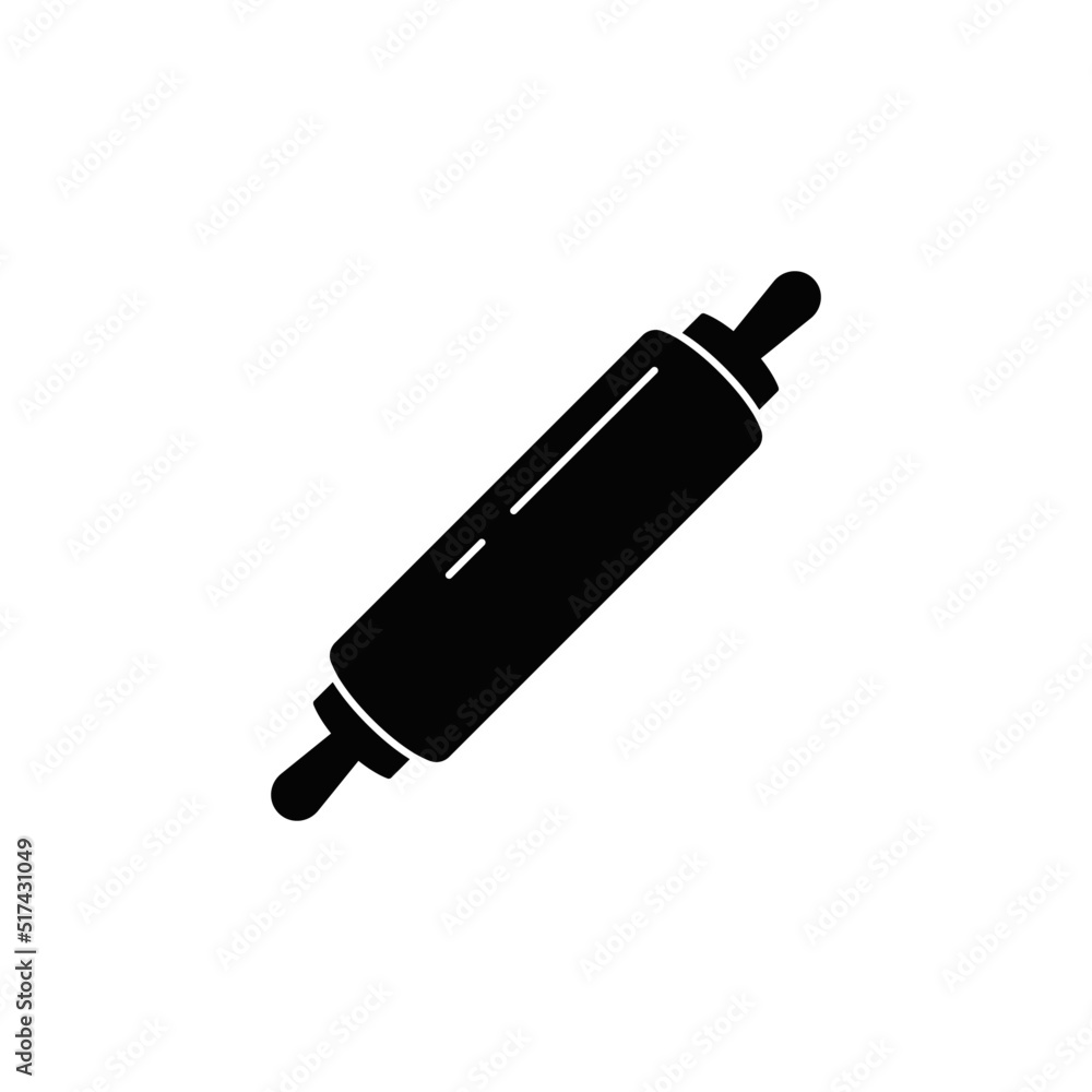 Rolling pin icon in black flat glyph, filled style isolated on white background Rolling pin icon in black flat glyph, filled style isolated on white background