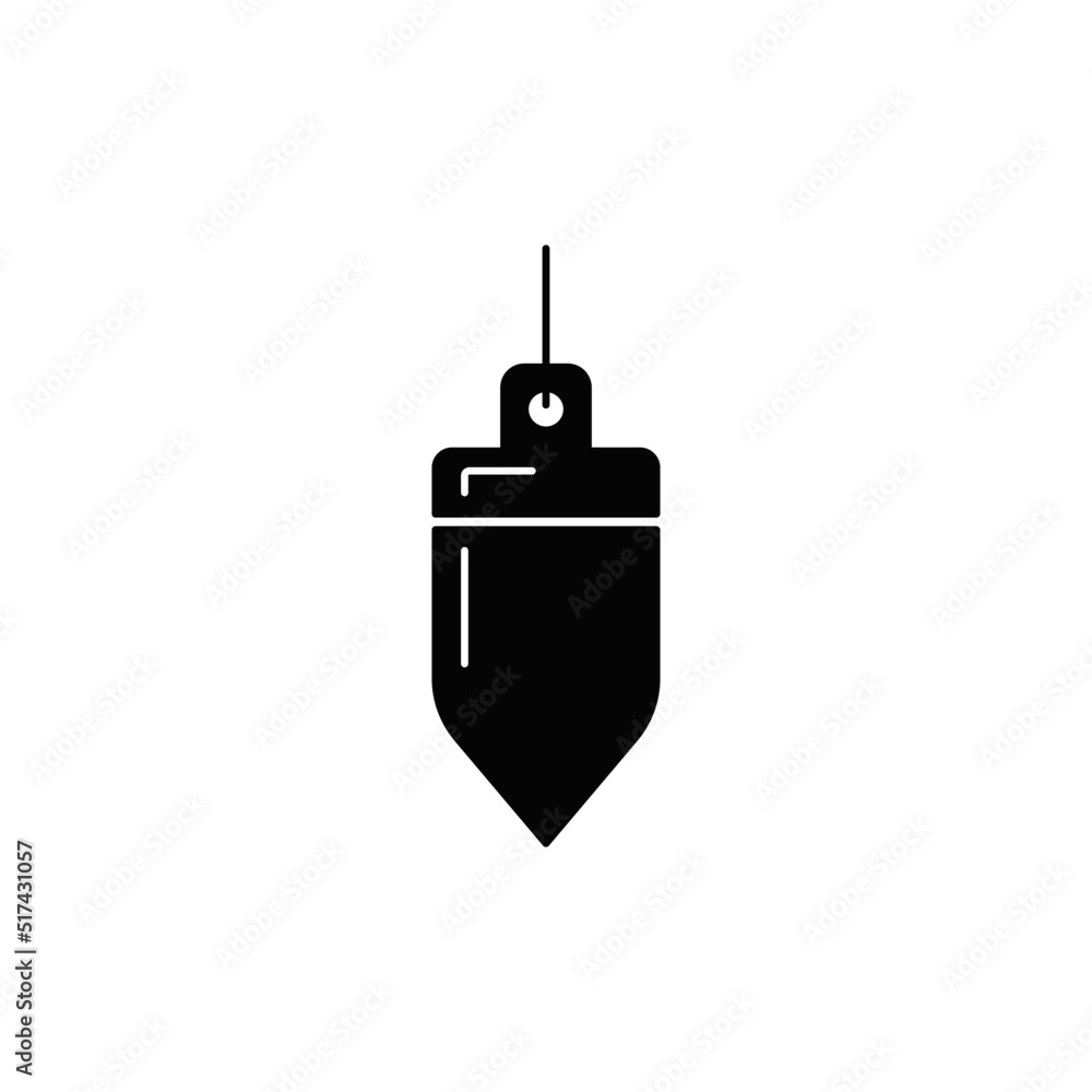 Plumb bob icon in black flat glyph, filled style isolated on white background Plumb bob icon in black flat glyph, filled style isolated on white background