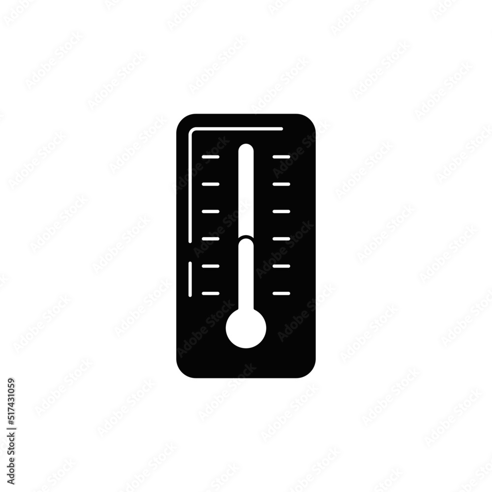 Thermometer icon in black flat glyph, filled style isolated on white background Thermometer icon in black flat glyph, filled style isolated on white background