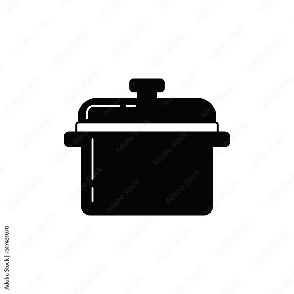 Casserole icon in black flat glyph, filled style isolated on white background Casserole icon in black flat glyph, filled style isolated on white background