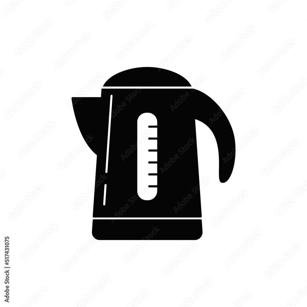 Drinking Boiler pot icon in black flat glyph, filled style isolated on white background