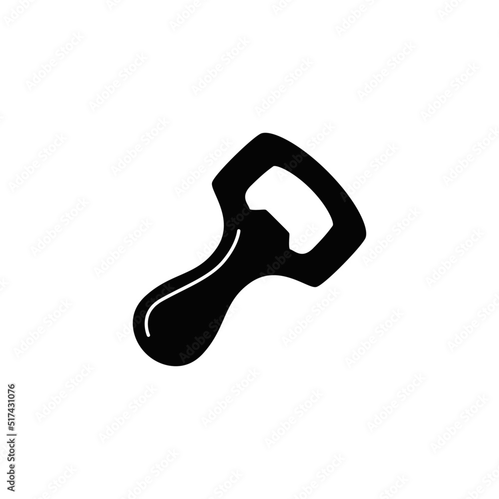 Bottle opener icon in black flat glyph, filled style isolated on white background Bottle opener icon in black flat glyph, filled style isolated on white background
