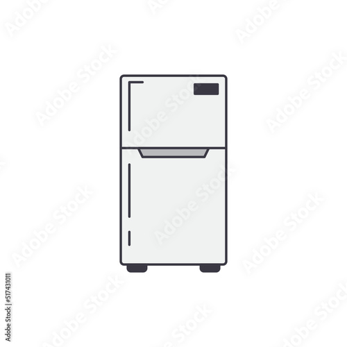 2 Doors Fridge household icon in color, isolated on white background 