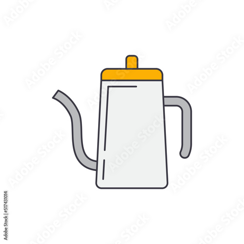 Coffee kettle, percolator icon in color, isolated on white background 