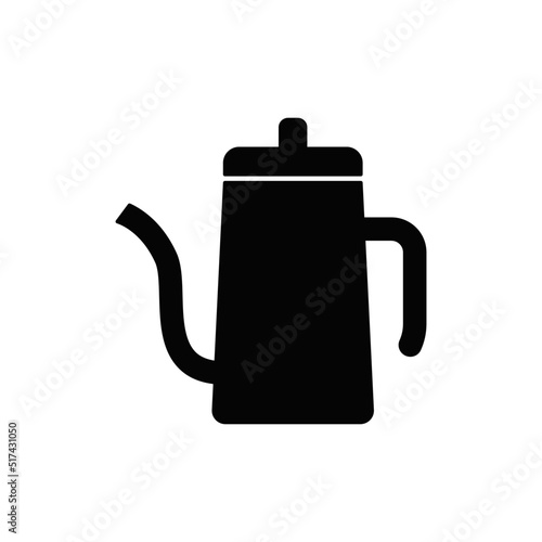 Coffee kettle, percolator icon in black flat glyph, filled style isolated on white background