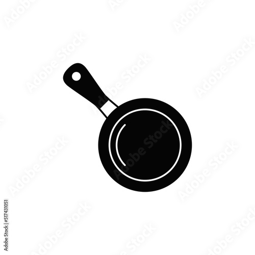 Frying pan icon in black flat glyph, filled style isolated on white background