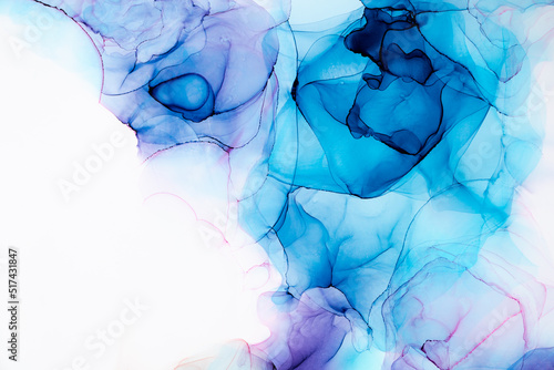 Marble ink abstract art from exquisite original painting for abstract background . Painting was painted on high quality paper texture to create smooth marble background pattern of ombre alcohol ink . © Blue Planet Studio