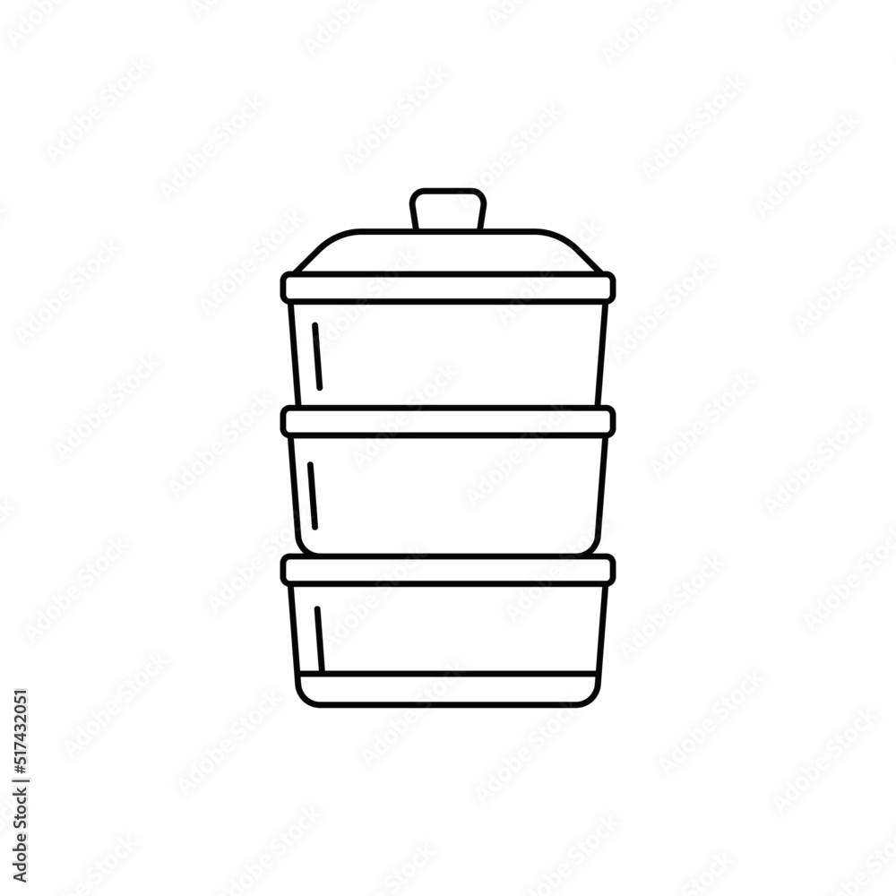 Steamer pot icon in line style icon, isolated on white background Steamer pot icon in line style icon, isolated on white background
