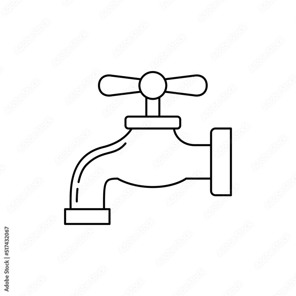 Water Faucet icon in line style icon, isolated on white background Water Faucet icon in line style icon, isolated on white background