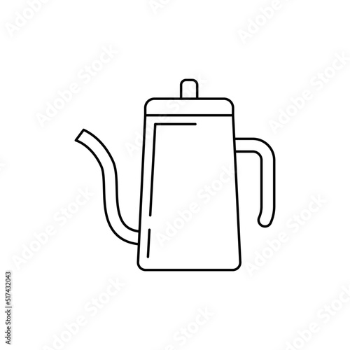 Coffee kettle, percolator icon in line style icon, isolated on white background