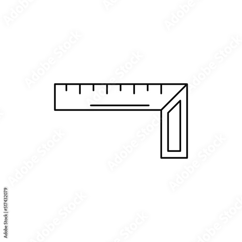 Measure tool, pencil and L square ruler icon in line style icon, isolated on white background