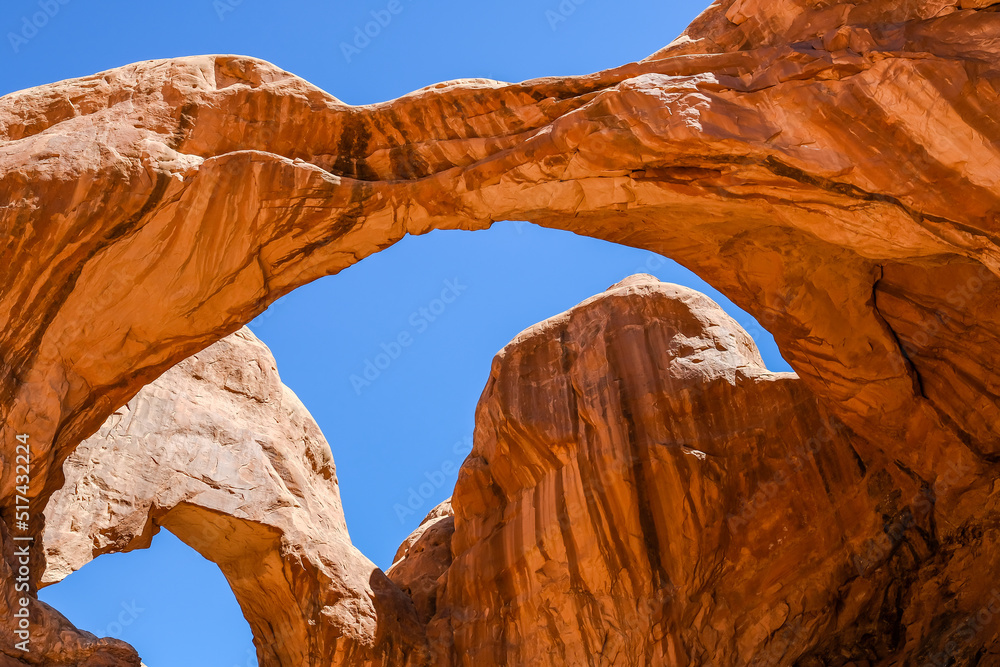 Arches canyon stone with a blue sky . the symbol of Utah and explore travel concept.