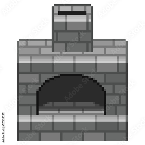 An 8-bit retro-styled pixel-art illustration of an industrial stone furnace.
