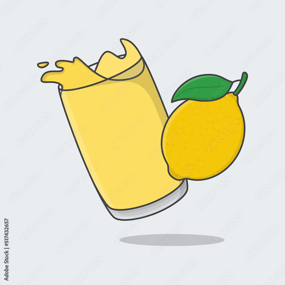 Lemon Juice Cartoon Vector Illustration. Lemon Juice Flat Icon Outline Lemon Juice Cartoon Vector Illustration. Lemon Juice Flat Icon Outline