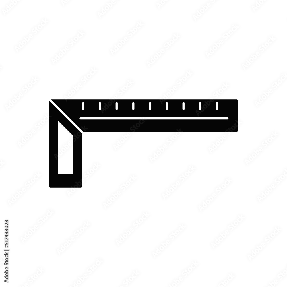 Measure tool, pencil and L square ruler in black flat glyph, filled style isolated on white background Measure tool, pencil and L square ruler in black flat glyph, filled style isolated on white background