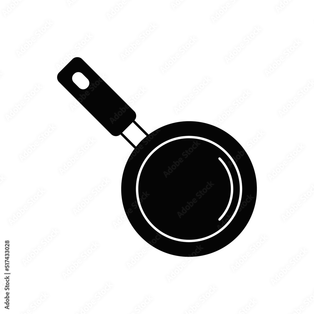 Frying pan icon in black flat glyph, filled style isolated on white background Frying pan icon in black flat glyph, filled style isolated on white background